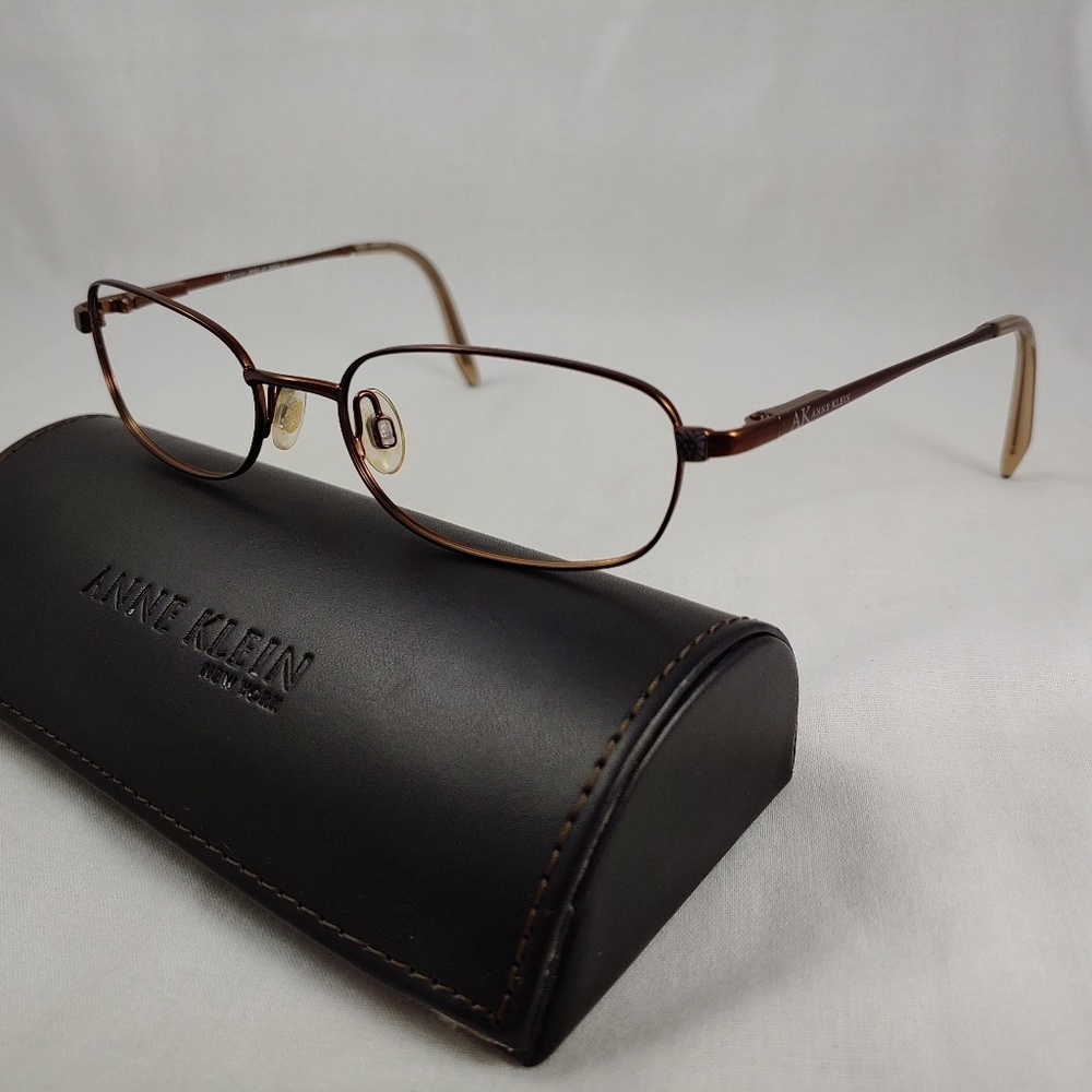 ANNE KLEIN Eyeglass Frames AK6112 Full Rim Brown Burgundy + Case